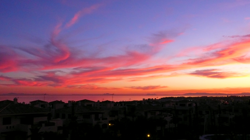 Sunset Strait of Gibraltar and Africa October 2009