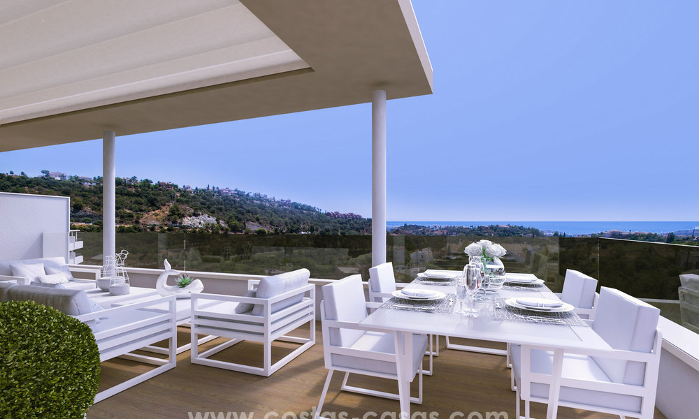 New modern apartments for sale in Benahavis - Marbella with golf and sea views. Key ready. 7321