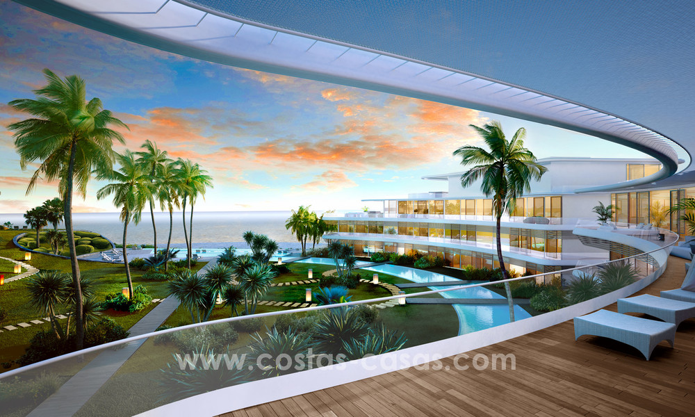 Spectacular modern luxury frontline beach apartments for sale in Estepona, Costa del Sol. Ready to move in. 3823