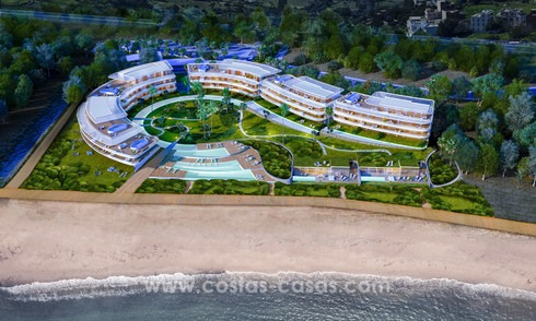 Spectacular modern luxury frontline beach apartments for sale in Estepona, Costa del Sol. Ready to move in. 3826