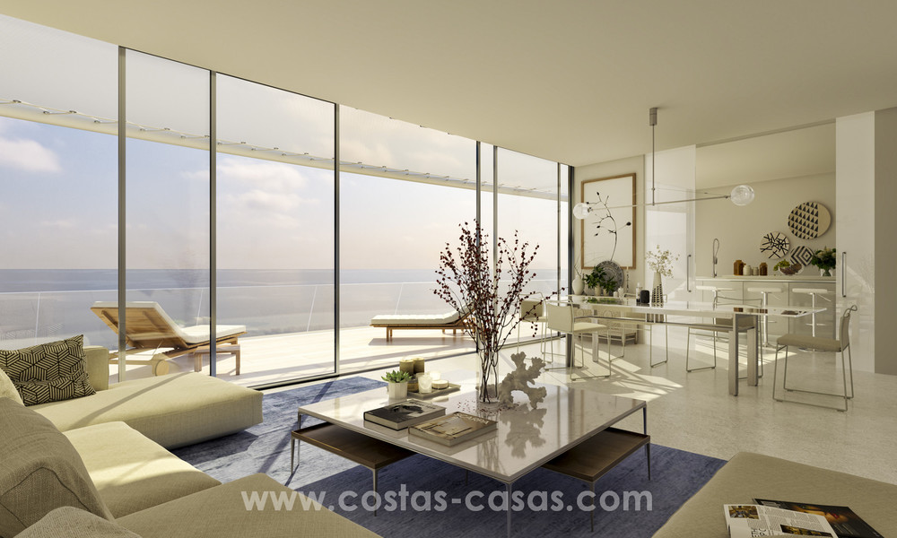 Spectacular modern luxury frontline beach apartments for sale in Estepona, Costa del Sol. Ready to move in. 3828