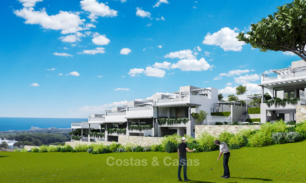New modern and spacious first line golf townhouses for sale with breath taking views over Mediterranean and golf, Marbella East. Ready to move in. 3709