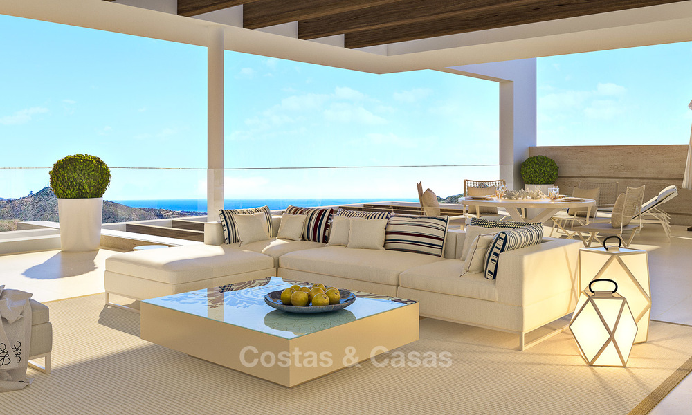 Modern-contemporary luxury apartments with exquisite sea views for sale, short drive to Marbella centre. Ready to move in. Last 3 penthouses. 4957