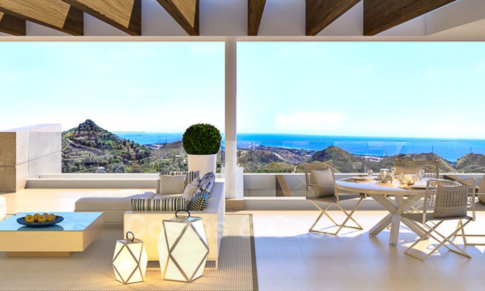 Modern-contemporary luxury apartments with exquisite sea views for sale, short drive to Marbella centre. Ready to move in. Last 3 penthouses. 4961
