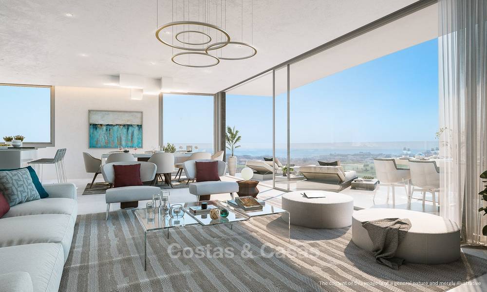 New modern frontline golf apartments with sea views for sale in a luxury resort in Mijas, Costa del Sol. Ready to move in! Last penthouses! 7787