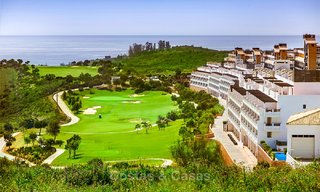 Frontline golf apartments for sale in 4-star gated holiday resort with golf-and sea views in Estepona, Costa del Sol 9913 