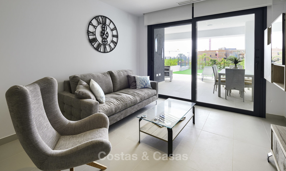 Brand new, move-in ready, modern garden apartment for sale, walking distance to the beach and amenities, between Marbella en Estepona 16945