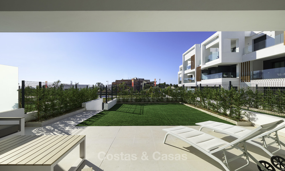 Brand new, move-in ready, modern garden apartment for sale, walking distance to the beach and amenities, between Marbella en Estepona 16961