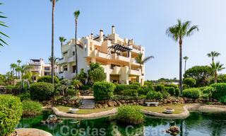 Luxury apartment for sale with open garden and sea views in a first line beach complex, on the New Golden Mile between Marbella and Estepona 26845 