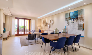 Luxury apartment for sale with open garden and sea views in a first line beach complex, on the New Golden Mile between Marbella and Estepona 26855 