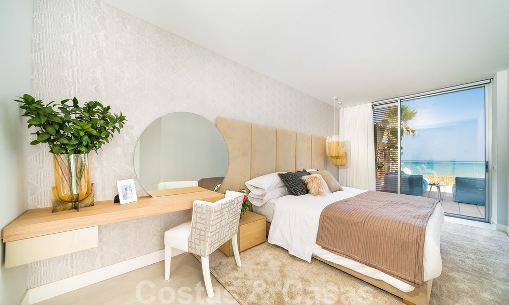 Ready to move in modern luxury front line beach villa for sale in an exclusive complex in Estepona, Costa del Sol 28207