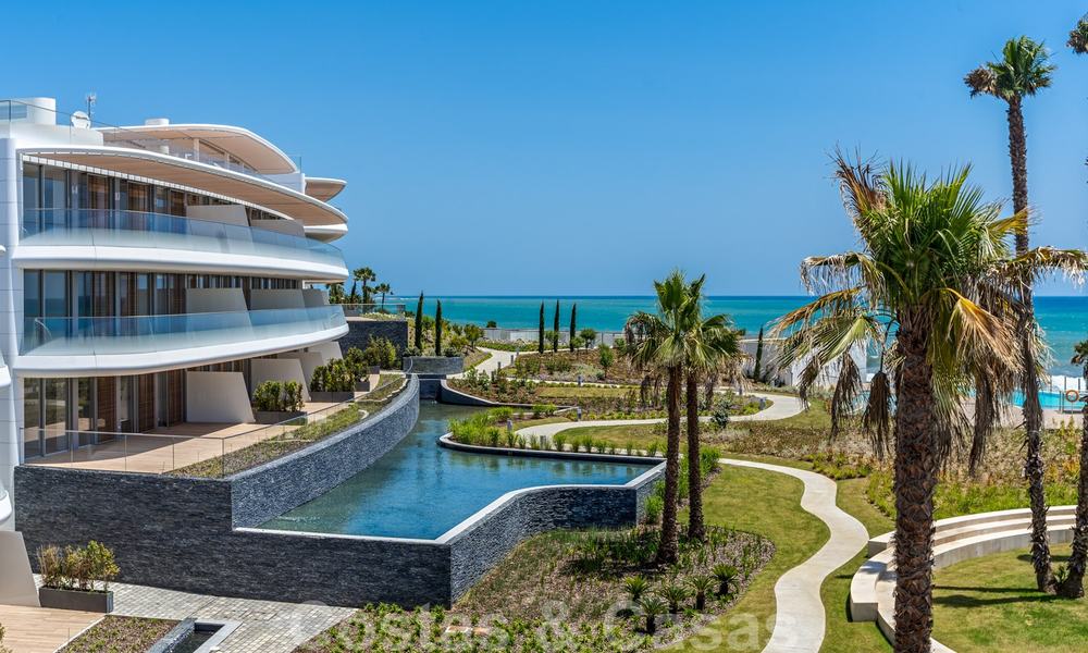Ready to move in modern luxury front line beach villa for sale in an exclusive complex in Estepona, Costa del Sol 28229