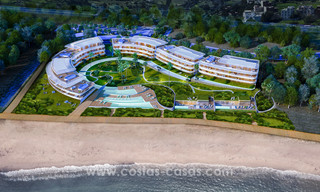 Ready to move in modern luxury front line beach villa for sale in an exclusive complex in Estepona, Costa del Sol 28237 
