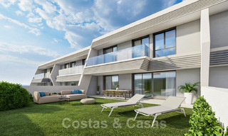 Stunning new avant-garde design terrace houses with sea views for sale in a prestigious golf resort in Mijas Costa, Costa del Sol 32657 