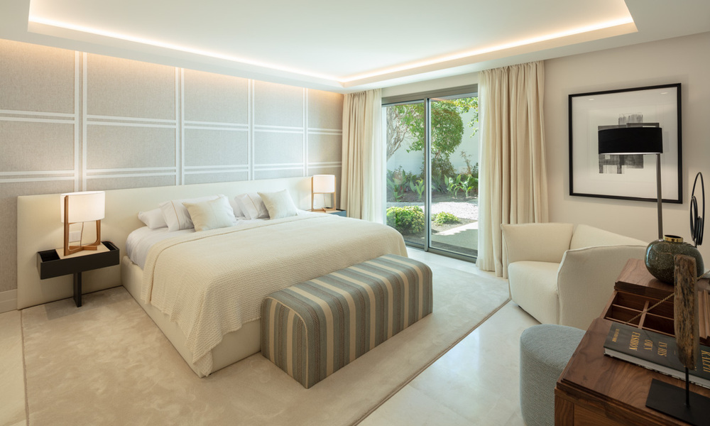 Contemporary, Mediterranean, luxury villa for sale, frontline golf in a gated urbanization in Nueva Andalucia, Marbella 40901
