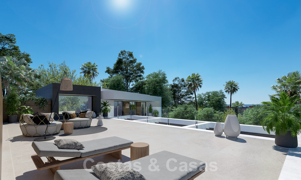 Off-plan designer villa for sale, with solarium, at walking distance from the beach in the chic Guadalmina Baja in Marbella 42578