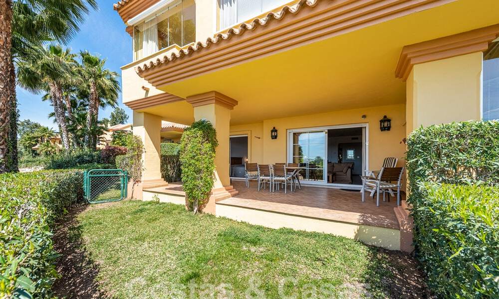 Garden apartment for sale within walking distance of Puerto Banus and the beach in a gated urbanisation in Nueva Andalucia, Marbella 55205
