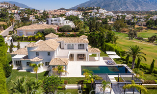 Stunning luxury villa with modern Mediterranean architectural style for sale, first line golf in Nueva Andalucia, Marbella 64505 