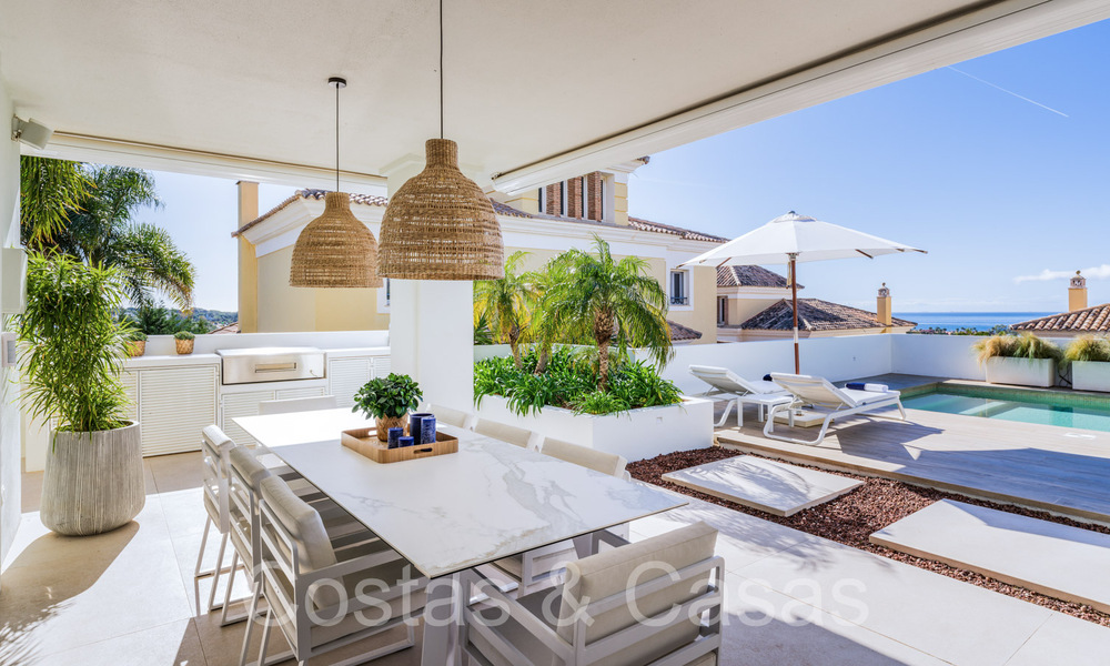 Spanish, semi-detached luxury villa with sea views for sale in the gated golf community of Santa Clara in East Marbella 67060