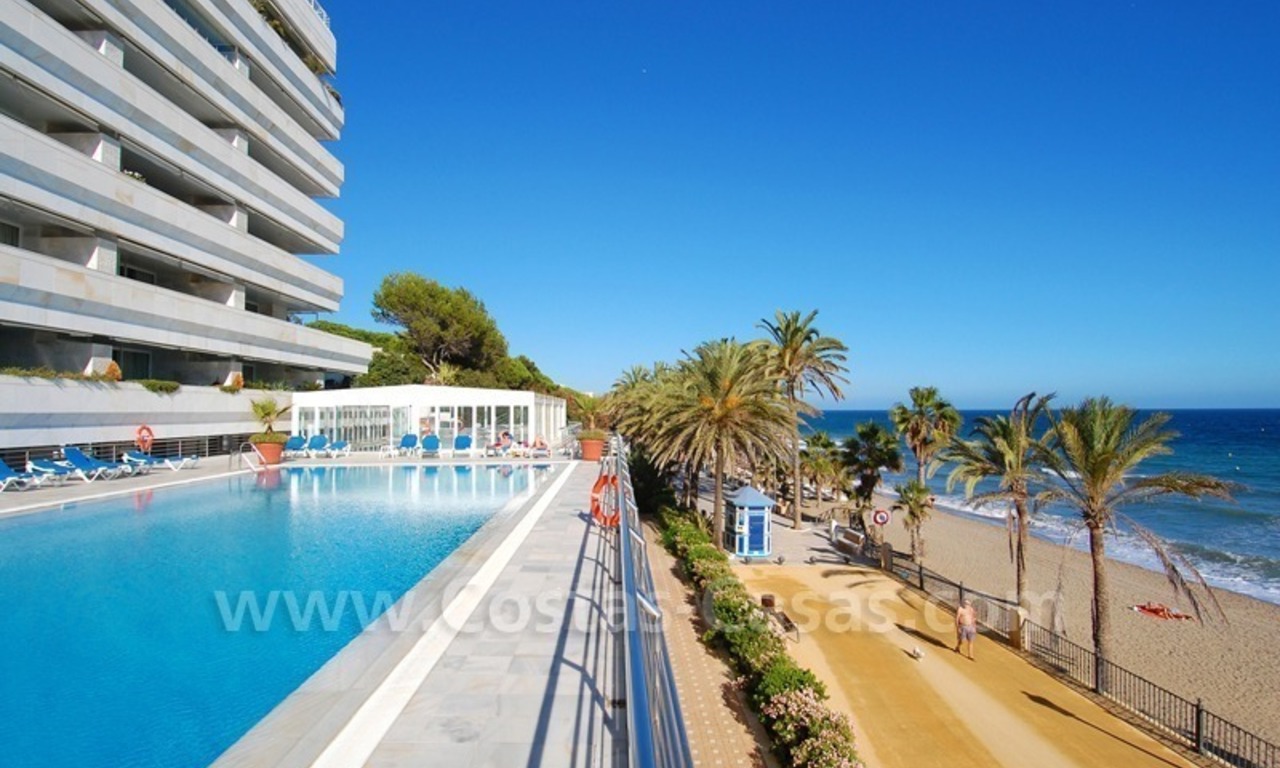 Luxury apartments for sale, frontline beach complex, Golden Mile near central Marbella 0