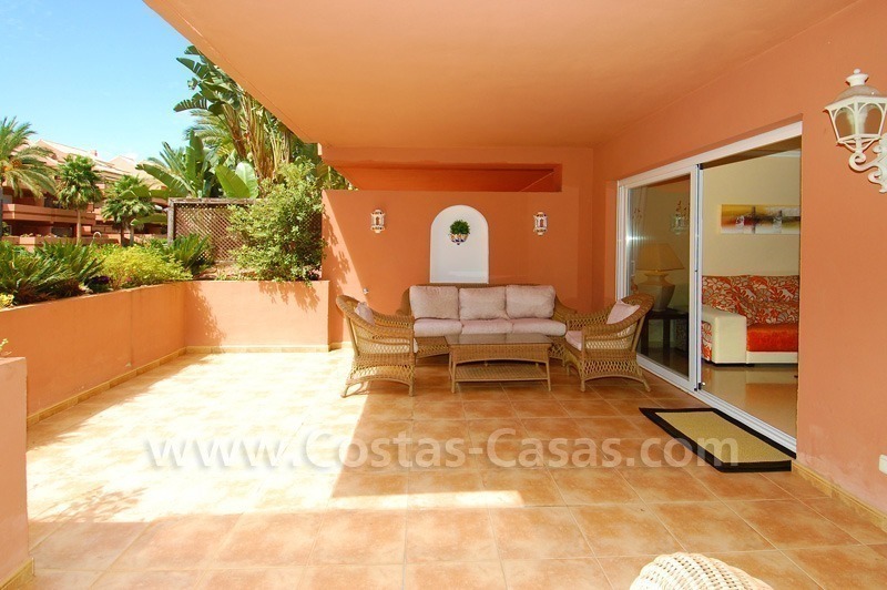 Spacious luxury ground floor apartment for sale in Nueva Andalucía very near to Puerto Banús in Marbella