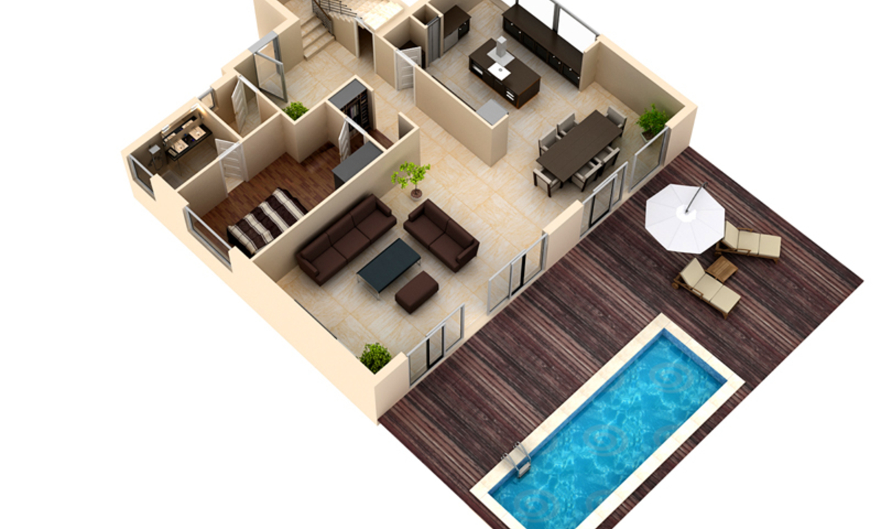 Marbella Beachfront new modern villa off plan for sale or frontline beach plot to buy 5