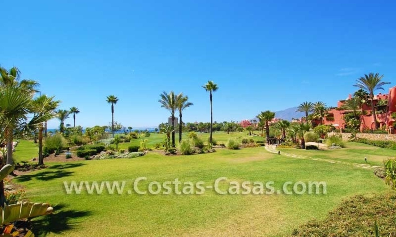 Luxury frontline ground floor apartment for sale in a frontline beach complex on the New Golden Mile, between Puerto Banus in Marbella and Estepona centre 1