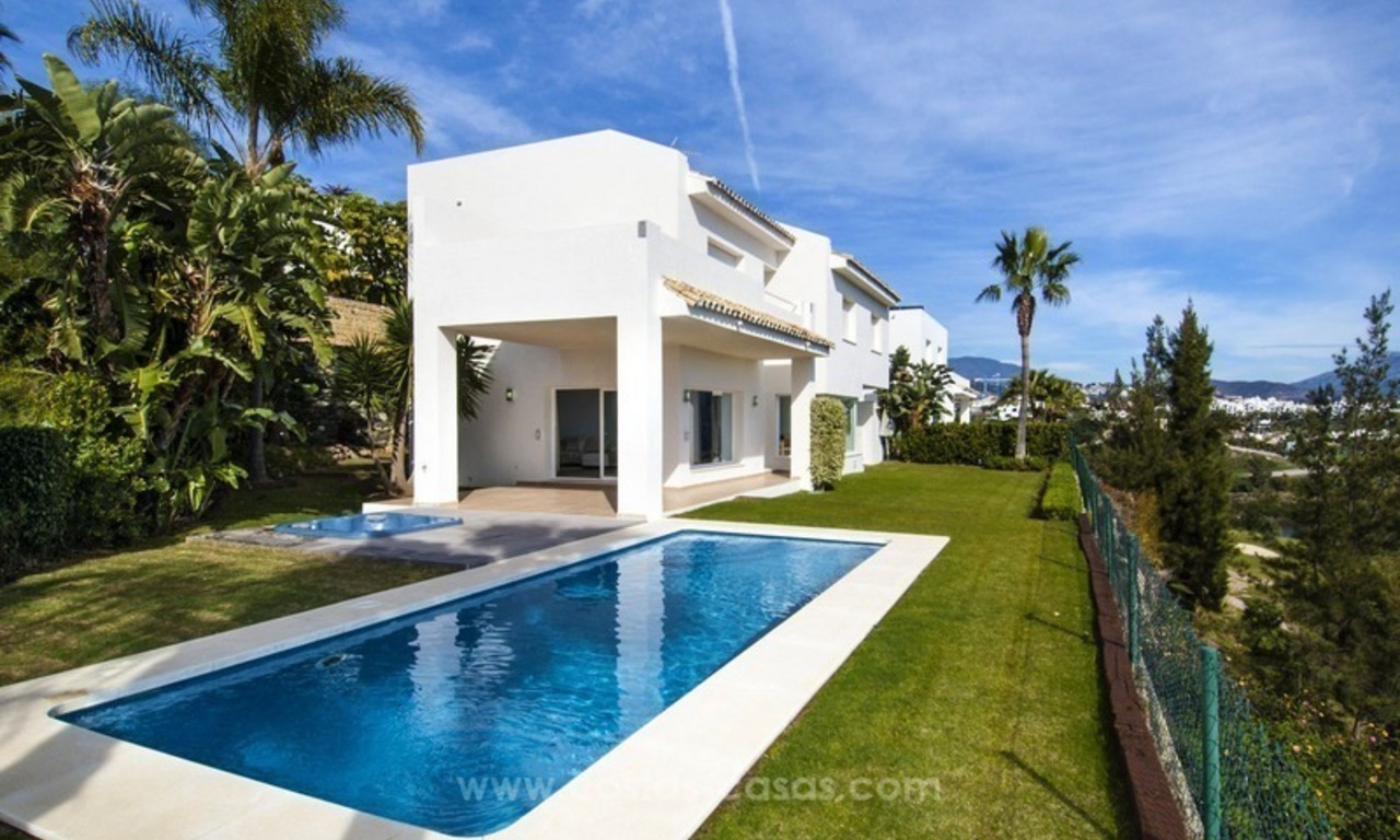 Front line golf, modern style villa for sale in Marbella - Benahavis with spectacular views to the sea, golf and mountains 9