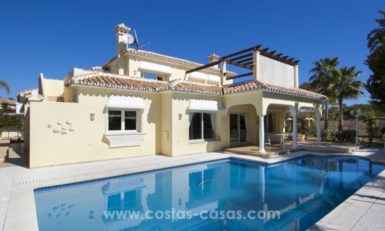 Immaculate second line beach villa for sale with sea views in Marbella East 3