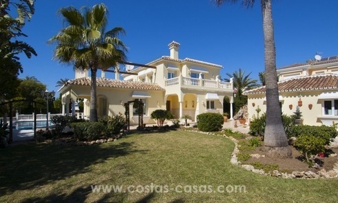 Immaculate second line beach villa for sale with sea views in Marbella East 