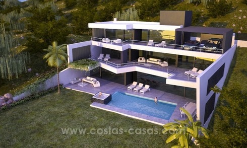 New modern luxury villa for sale in Marbella with sea views under construction 