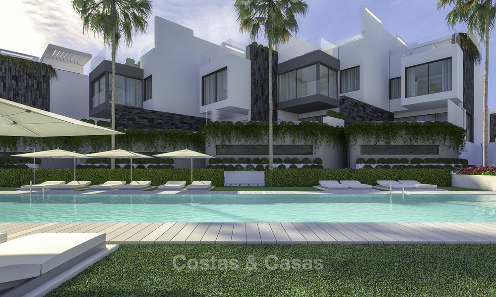Resales! Modern new exclusive, move-in ready townhouses with sea view for sale, beachfront location, just minutes from Estepona centre 15129