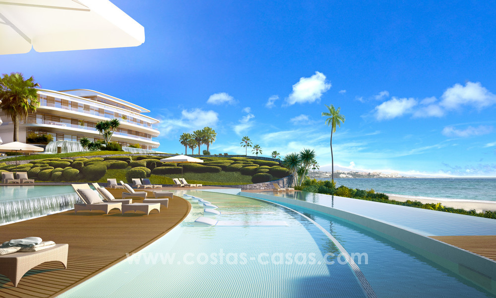 Spectacular modern luxury frontline beach apartments for sale in Estepona, Costa del Sol. Ready to move in. 3821