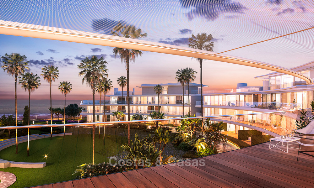 Spectacular modern luxury frontline beach apartments for sale in Estepona, Costa del Sol. Ready to move in. 3841