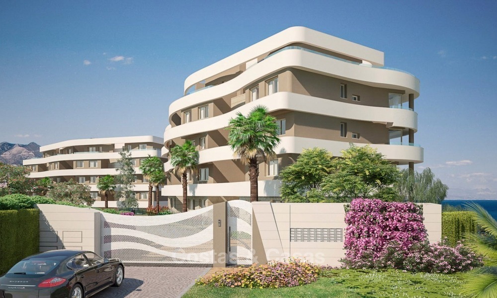 New Beachfront Modern Apartments for sale in Mijas Costa. Completed! Last and best unit! Penthouse with huge terrace with private plunge pool. Frontline. 1314
