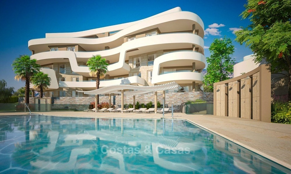 New Beachfront Modern Apartments for sale in Mijas Costa. Completed! Last and best unit! Penthouse with huge terrace with private plunge pool. Frontline. 1317