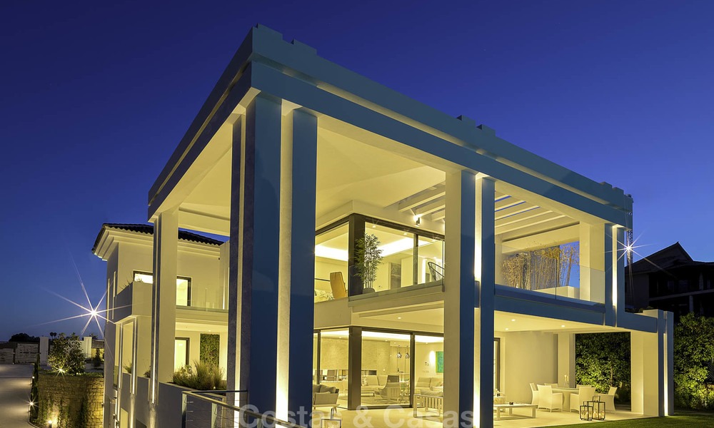 Elegant designer style villa for sale, frontline golf on a golf resort on the New Golden Mile, Marbella - Benahavis 13880