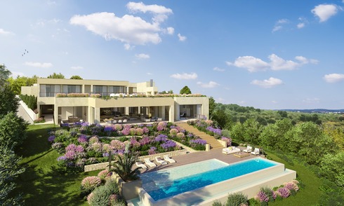 Project with spacious plot and spectacular new build villa for sale, in an exclusive golf resort, frontline golf in Benahavis - Marbella 3485