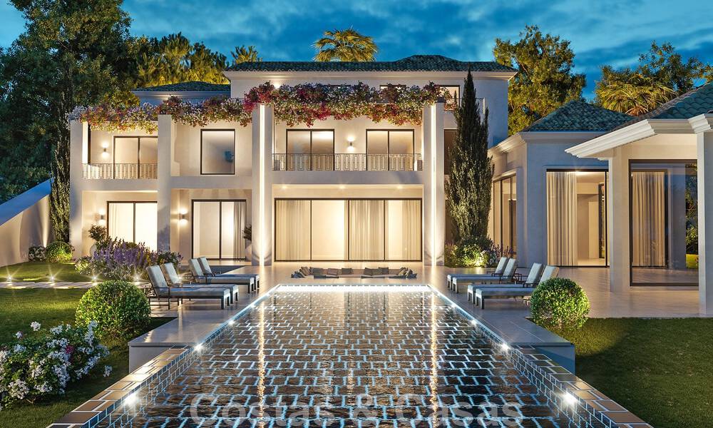 Project with spacious plot and spectacular new build villa for sale, in an exclusive golf resort, frontline golf in Benahavis - Marbella 50218