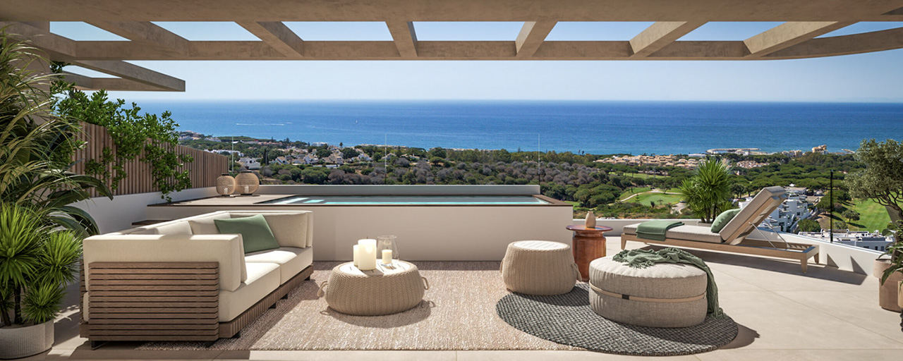 Advanced new build apartments with panoramic sea views for sale in Cabopino, east Marbella