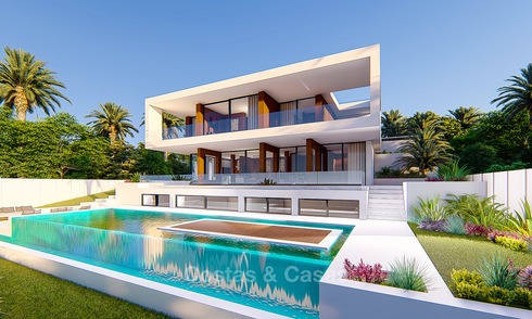 Detached modern new villa for sale, second line golf with unobstructed golf and sea views, Estepona 4700
