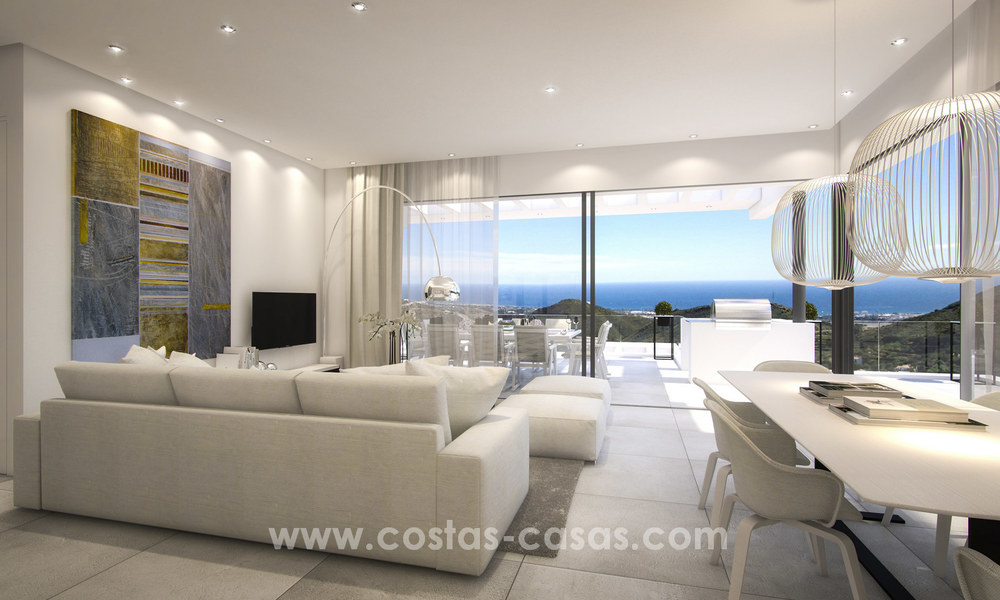Modern-contemporary luxury apartments with marvellous sea views for sale, short drive to Marbella centre. 4926
