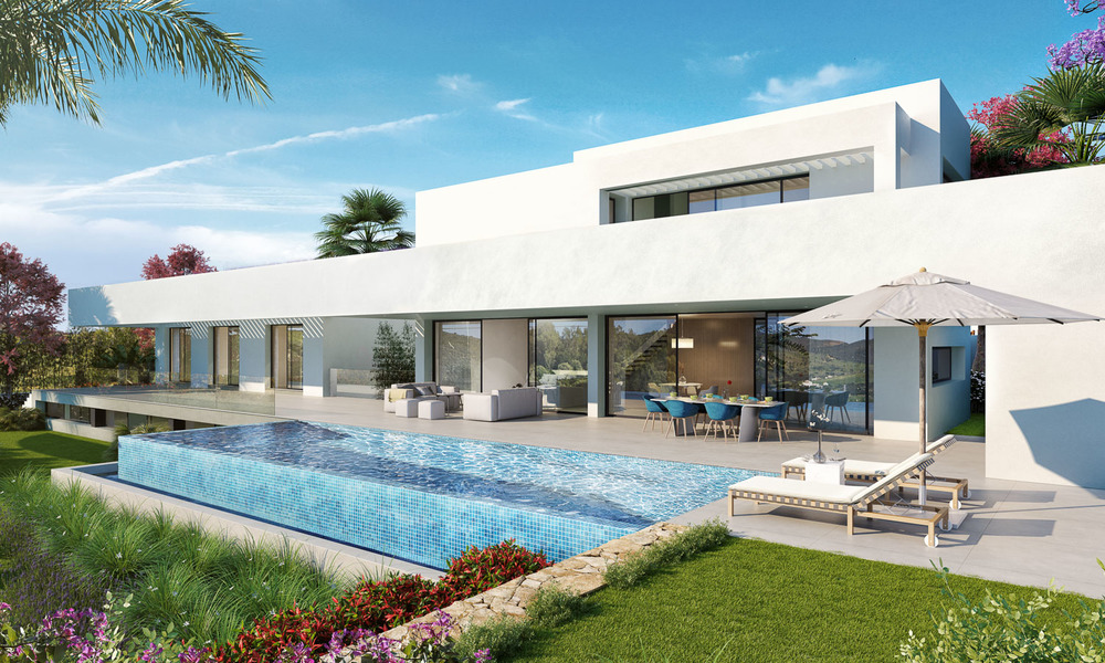 Large new modern luxury villas for sale, in a prestigious golf resort and with panoramic sea views, Benahavis - Marbella 5908