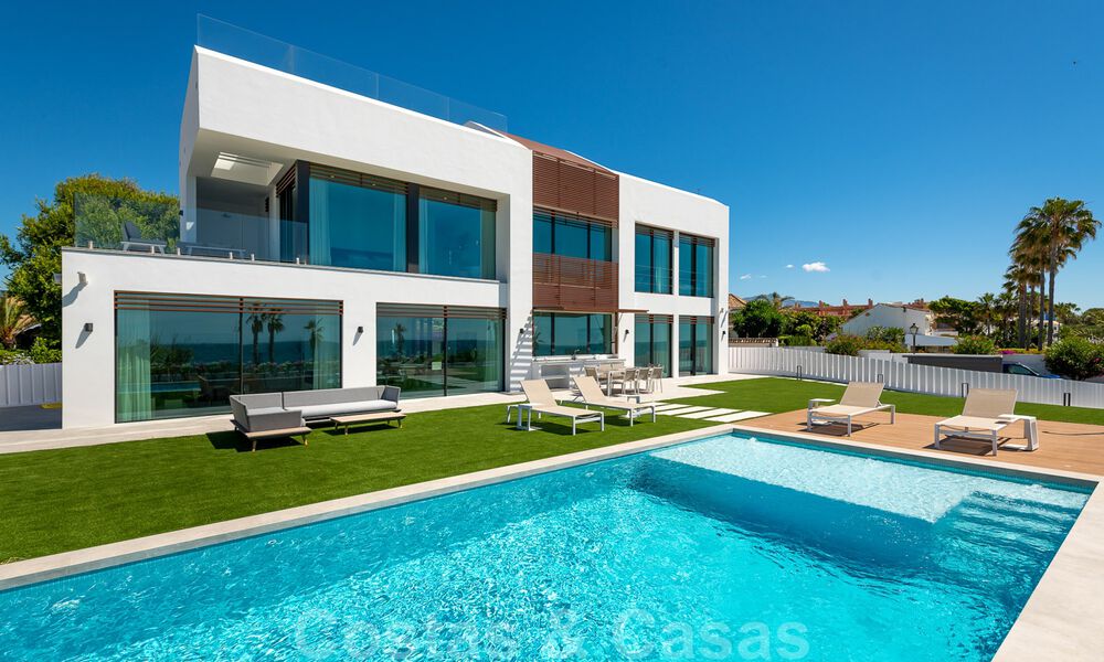 Unique ultra-modern beach front designer villa for sale, New Golden Mile, Marbella - Estepona. Ready to move in. Reduced in price! 34258