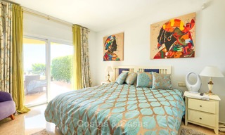 Spacious ground floor luxury apartment with sea views for sale in Elviria, Marbella East 7539 