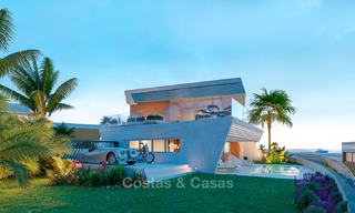 Stunning new contemporary-style townhouses with sea views for sale, in a prestigious resort - Mijas Costa, Costa del Sol 7623 