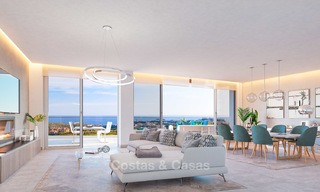 New modern frontline golf apartments with sea views for sale in a luxury resort in Mijas, Costa del Sol. Ready to move in! Last penthouses! 8956 