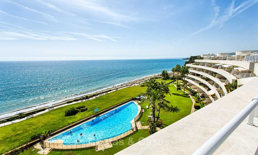 Outstanding front line beach penthouse apartment with private heated pool for sale in a luxury complex on the New Golden Mile, Marbella - Estepona 7859