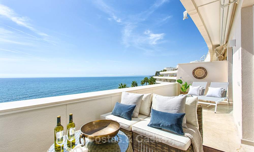 Outstanding front line beach penthouse apartment with private heated pool for sale in a luxury complex on the New Golden Mile, Marbella - Estepona 7871