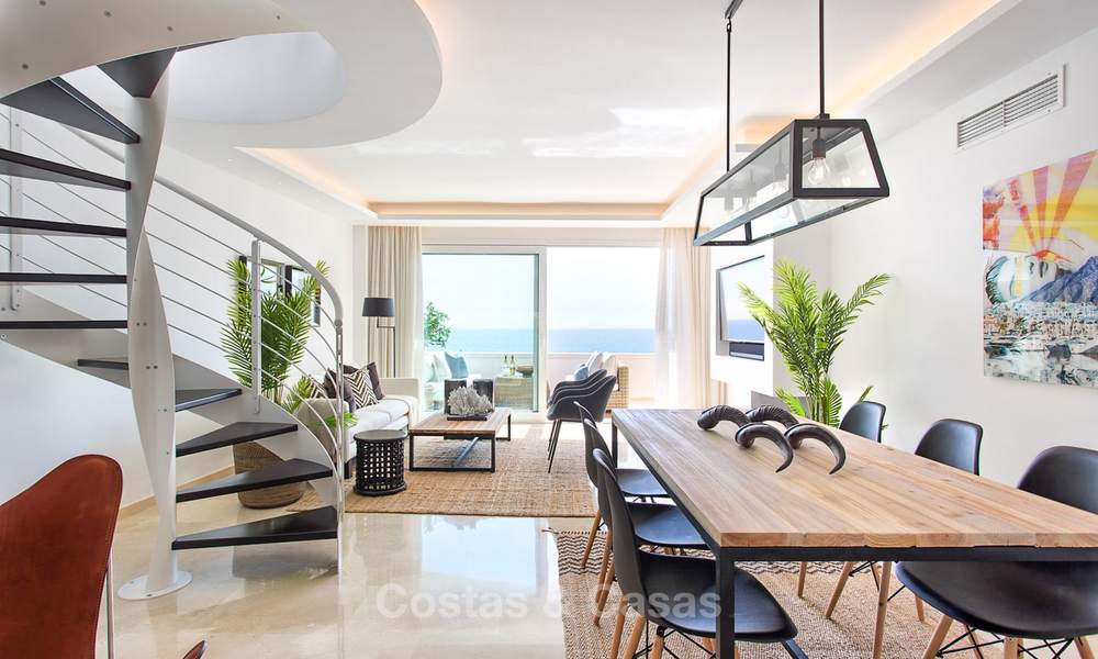 Outstanding front line beach penthouse apartment with private heated pool for sale in a luxury complex on the New Golden Mile, Marbella - Estepona 7874